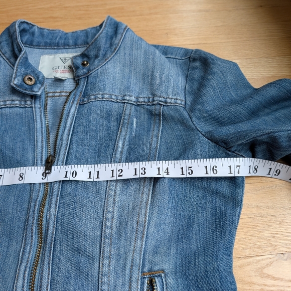 Guess Jeans Y2K Zip-Front Denim Moto Jacket - Medium Wash Size Small - Picture 5 of 6